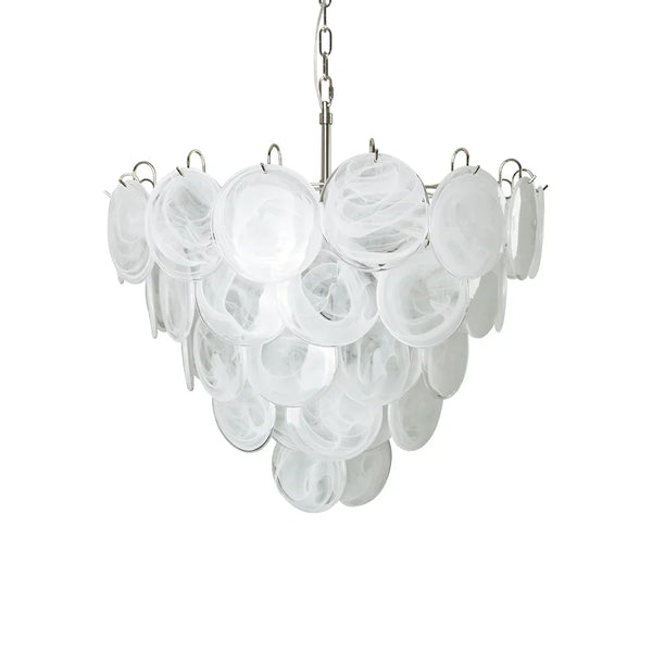 Vintage White Disc Glass Chandelier