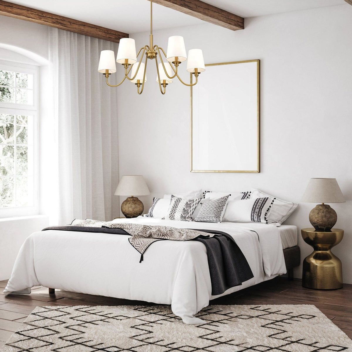 Vavenus Vintage Industrial Brass Fabric Chandelier