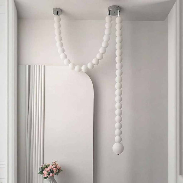 Necklace Pendant Light French Pearl White Globe LED