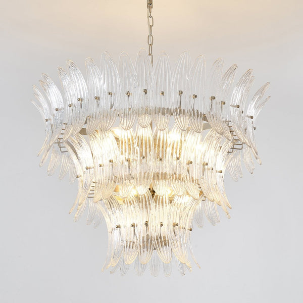 Eirerian Chandelier Murano Glass Palmette Leaf Tiered