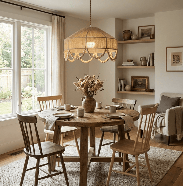 Sora Hemp Rope Wood Pendant Light