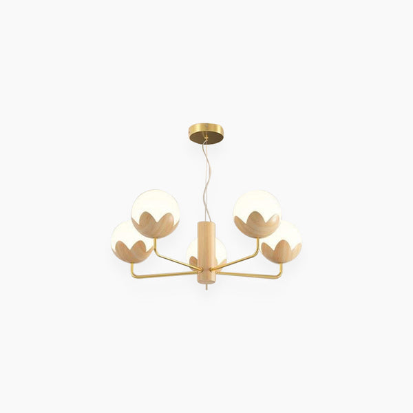 Chandelier Nordic Glamorous Cream Globe Flower Bud