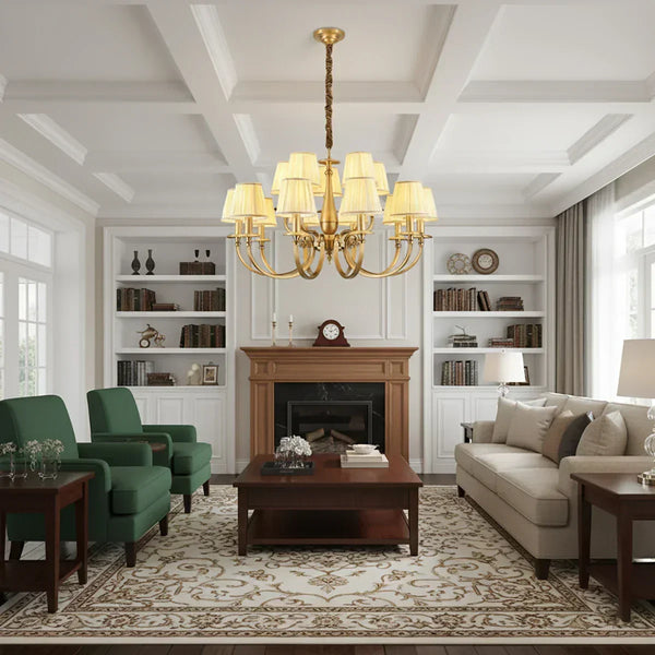 Pleated Brass Chandelier