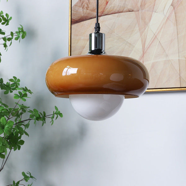 Bauhaus Dome Simple Coffee Glass Pendant Light