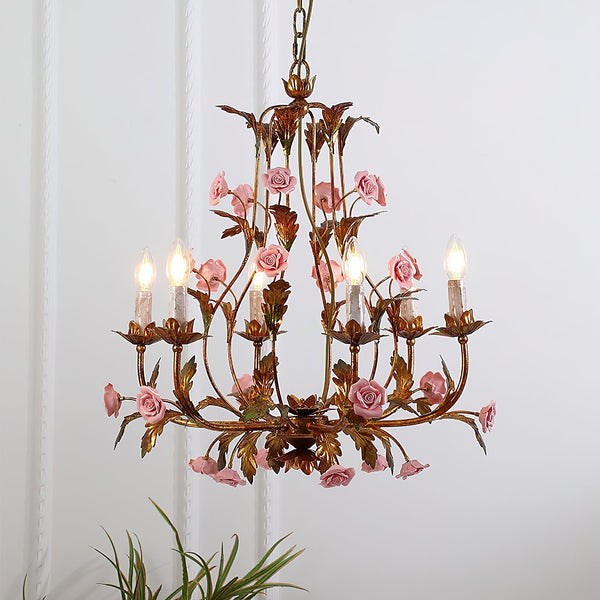 Ember Postmodern Luxury Rose Flower Ceramic Chandelier