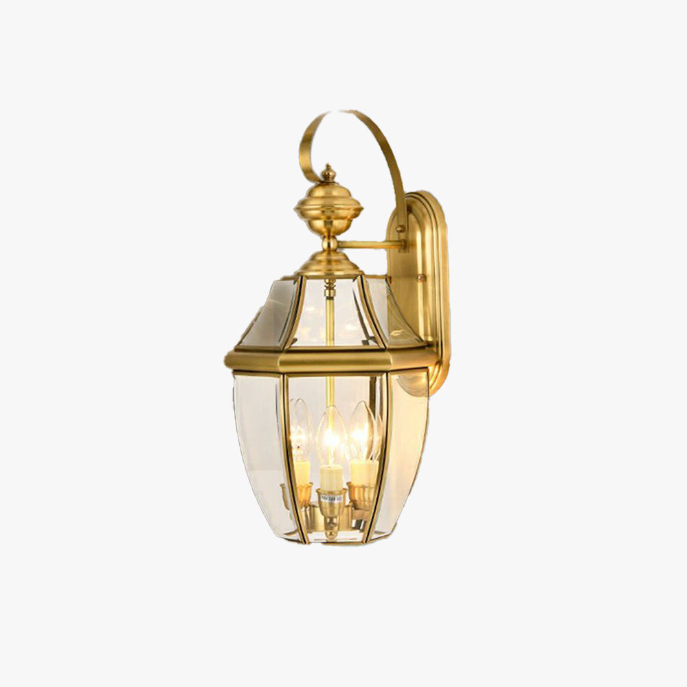 Ray Vintage Lantern Metal Outdoor Wall Lamp, Gold