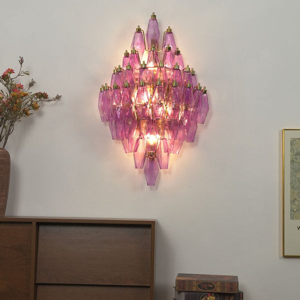 Aurora Vintage Amber Diamond Polyhedron Wall Lamp