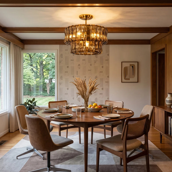 Amberley Wavy Glass Semi Flush Ceiling Light
