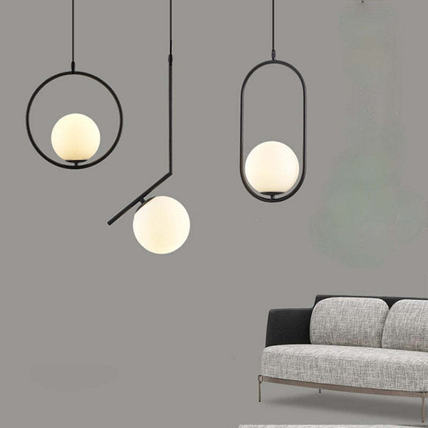 Pendant Glass Lighting Modern with Oval Design