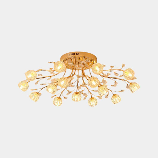 Ceiling Light Modern Glass Crystal Branch Flower