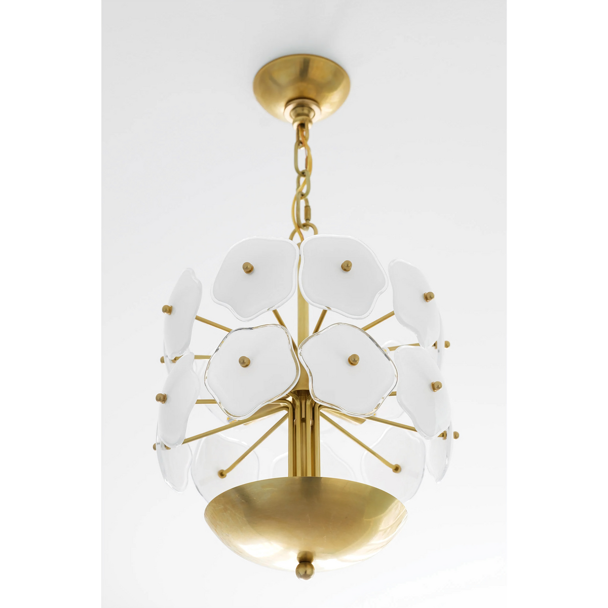 Flower Glass Chandelier | White & Brass | CLZQ0255