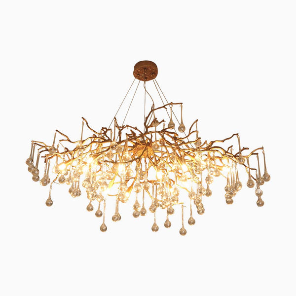 Chandelier Luxury Branch Glass Brass Water Drop