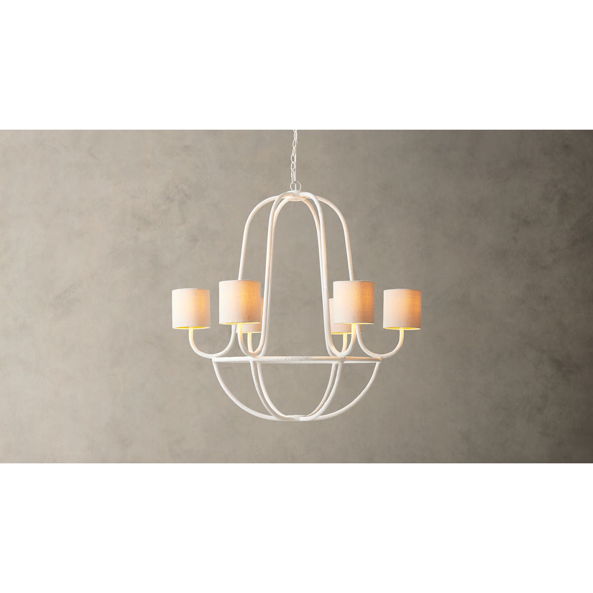 Lithe Vintage Industrial Brass Fabric Chandelier