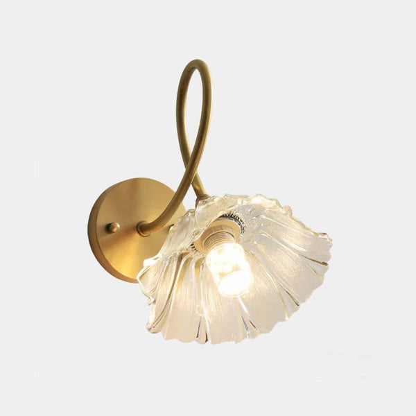 Lotus Wall Sconce Lamp French Brass Glass Flower