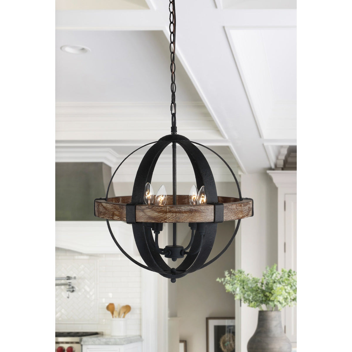 Luxe Vintage Industrial Wooden Pendant Lamp
