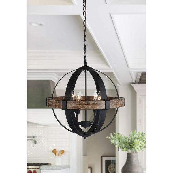 Luxe Vintage Industrial Wooden Pendant Lamp