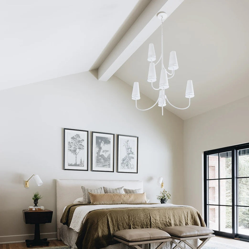 Curaeara Vintage Industrial Brass Fabric Chandelier