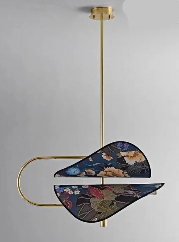 Floral Fabric & Brass Pendant | White | CLFTAKI550