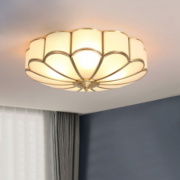 Velenena Ceiling Light Flower Shape Glass Brass