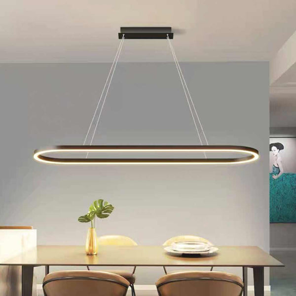 Pendant Light Simple Oval Dimmable LED, Black / White