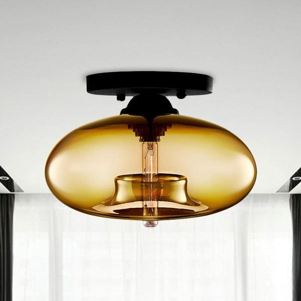 Valentina Industrial Art Deco Globe Flush Mount Ceiling Light Living Room