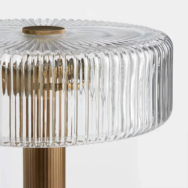 Vintage Ribbed Glass & Brass Table Lamp | CL417