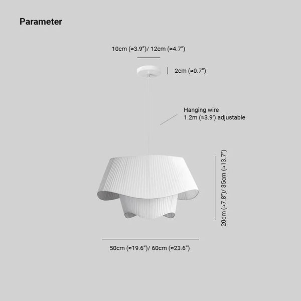 Ritta French Country Fabric/Metal Pendant Light, White
