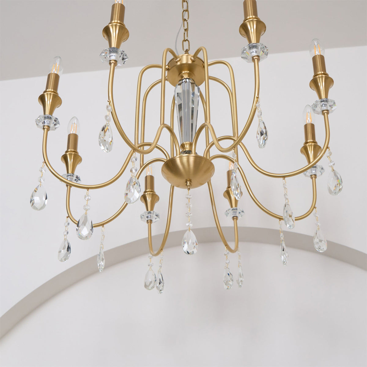 Ercararis Vintage Industrial Brass Crystal Chandelier