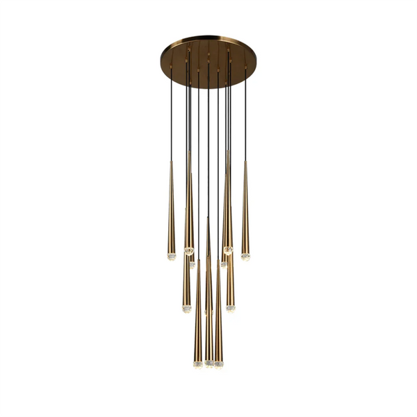 Brass Spinal Tube Combination Chandelier