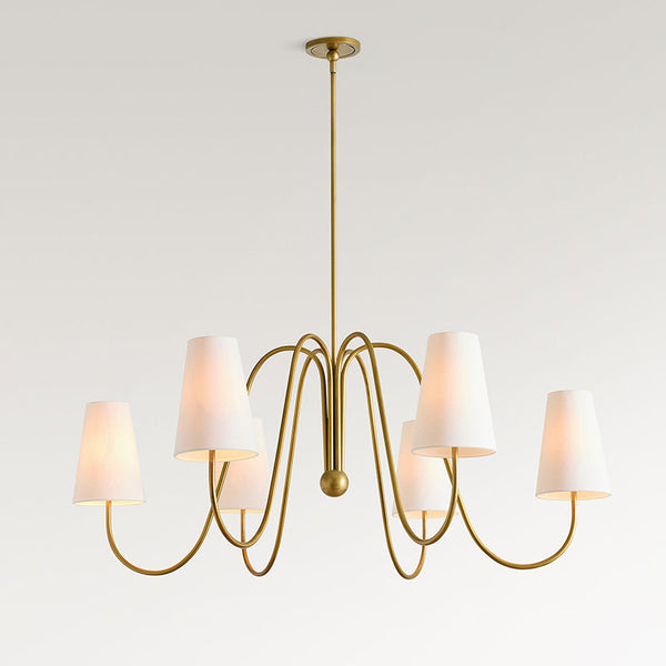 Cevaris Curved Brass Fabric Chandelier