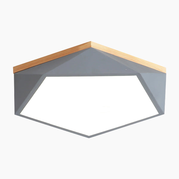 LED Ceiling Light Macaron Geometric Low Profile, Wood & Acrylic