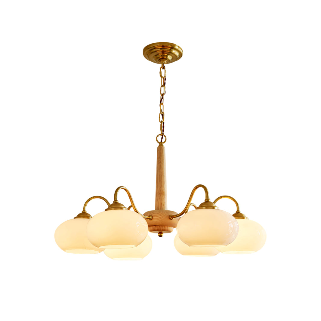 Elmiror Nordic Art Wood Glass Chandelier