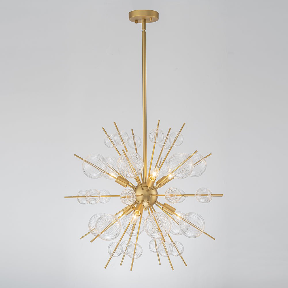 Yrvuvya Ribbed Globe Bubble Sputnik Glass Sunburst Chandelier