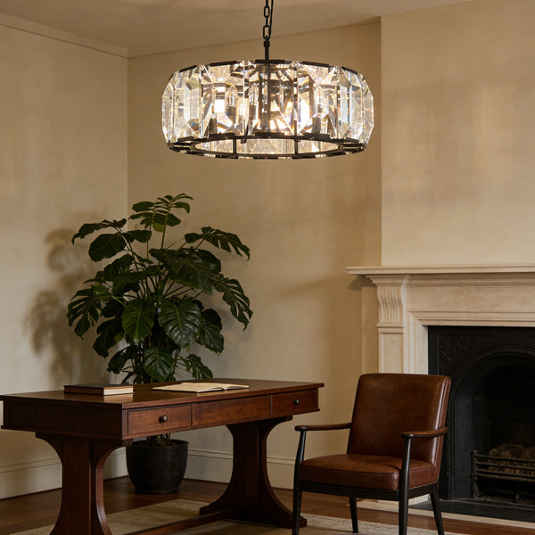 Cut Glass Drum Chandelier