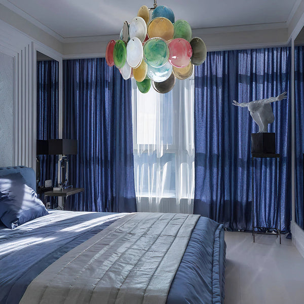 Vintage Colorful Glass Disks Chandelier