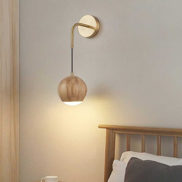 Wall Sconce Light Unique Wooden Globe LED Hanging