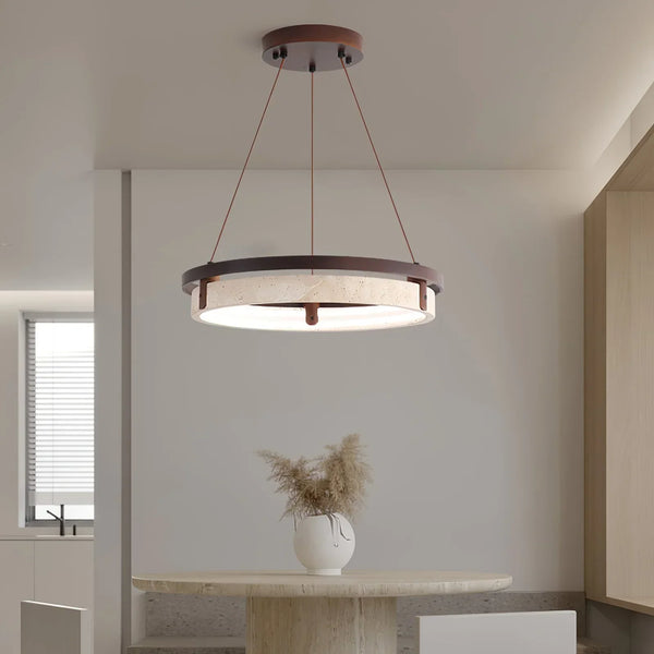 Round Orbit Travertine Chandelier
