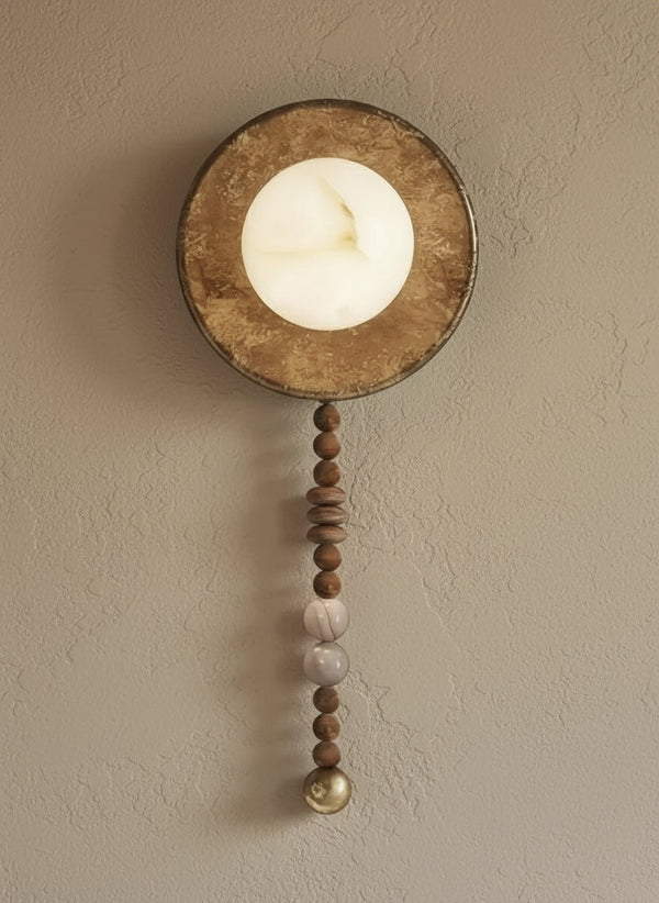 Alabaster & Wood Bead Wall Sconce | CLVCX54