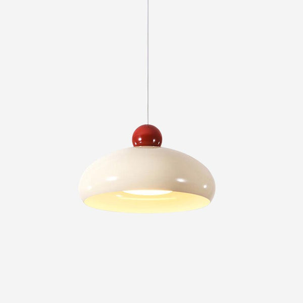 Pendant Light Dome Shade White Red