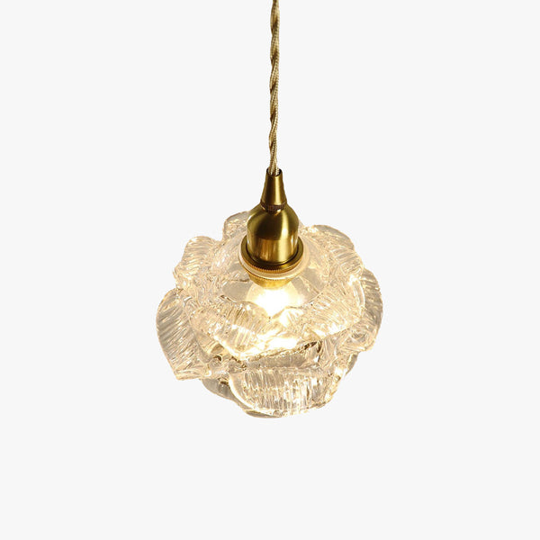 Valentina Romantic Retro Rose Pendant Light Clear Glass Bedroom