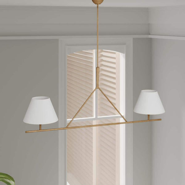 Keen Linear Modern Elegant Brass Fabric Chandelier