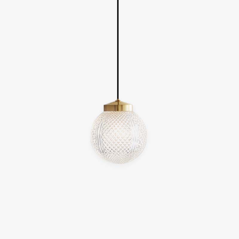 Minimalist Brass Glass Pendant Light with Globe Shade for Bedroom