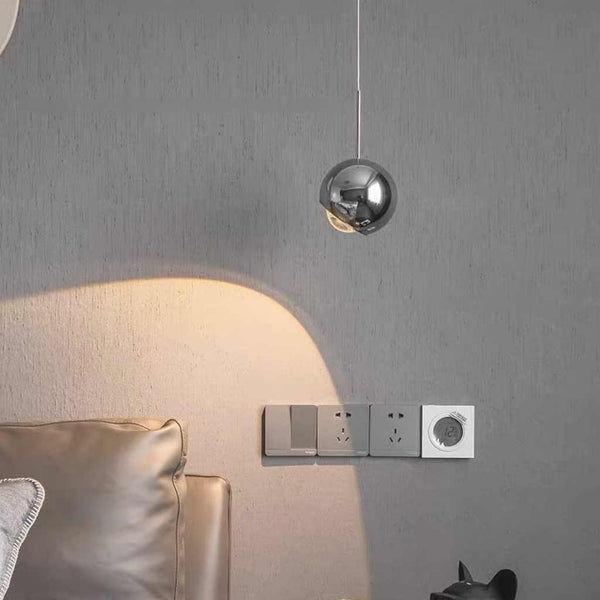 Pendant Light Pearl Globe Dimmable LED, Black / Chrome