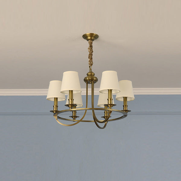 Plume Vintage Elegance Brass Fabric Chandelier