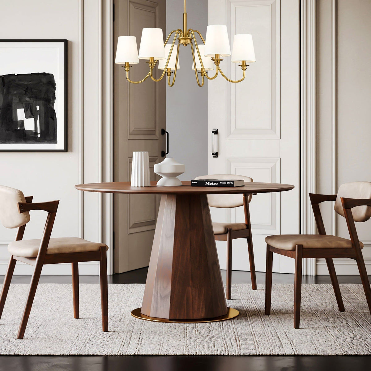 Vavenus Vintage Industrial Brass Fabric Chandelier