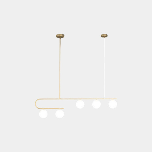 Pendant Chandelier Light Nordic Linear Brass Glass Globe