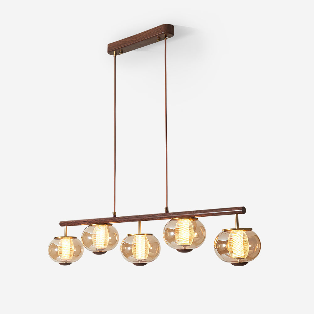 Alviora Pendant Lamp Wood Glass Linear Japandi