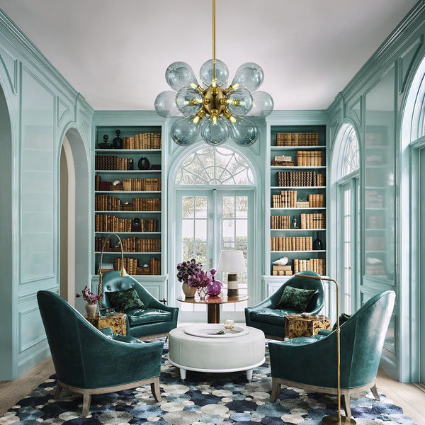 Odin Scandinavian Blue Glass Chandelier