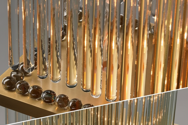 Glass & Copper Cage Floor Lamp | CLGT025