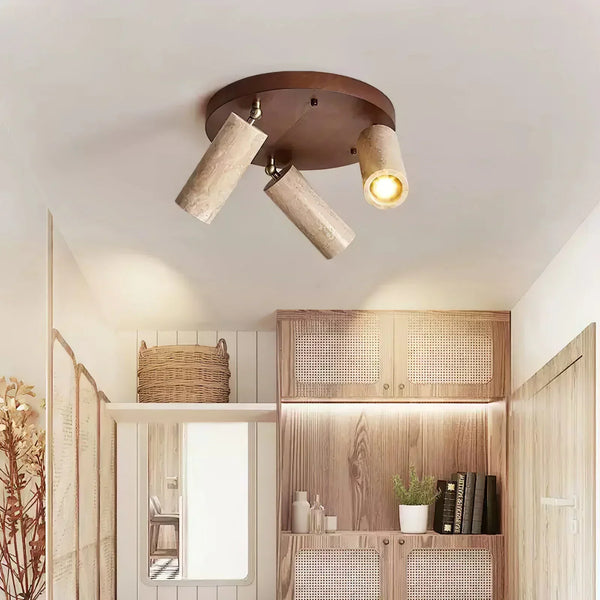 Cylindrical Terra Beam Travertine Ceiling Light